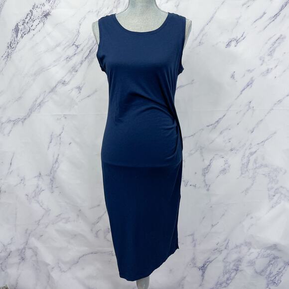 MICHAEL Michael Kors | Navy Sleeveless Faux Wrap Jersey Dress | M - Picture 1 of 12